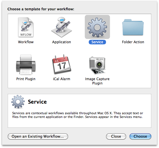 Creating a Service in Automator