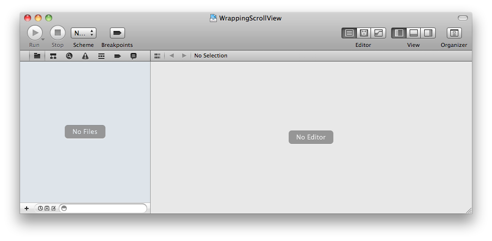 An empty Xcode 4 workspace